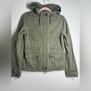 PRINCE & FOX AEROPOSTALE Twill Parka Olive Green Hoodie Zipper Jacket Size M